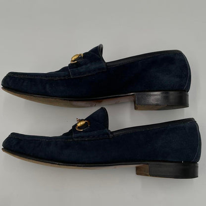 GUCCI Loafers Shoes Horse Bit EU 37 US 7 Suede Navy Authentic