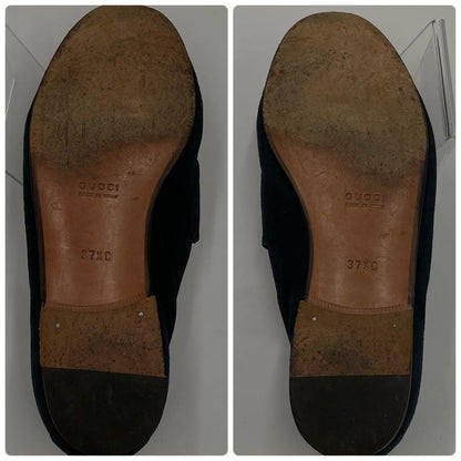 GUCCI Loafers Shoes Horse Bit EU 37 US 7 Suede Navy Authentic