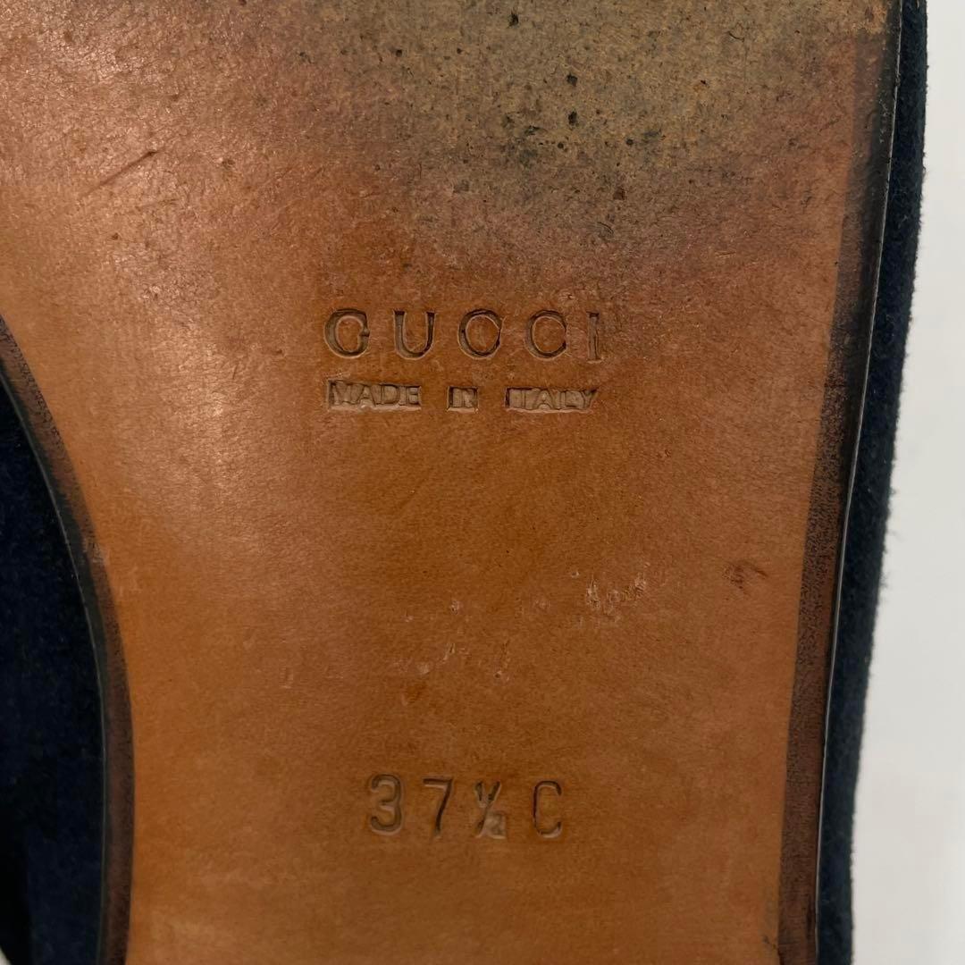 GUCCI Loafers Shoes Horse Bit EU 37 US 7 Suede Navy Authentic