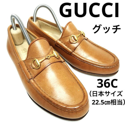 GUCCI Loafers Shoes Horse Bit EU 35 US 5 Leather Brown Authentic