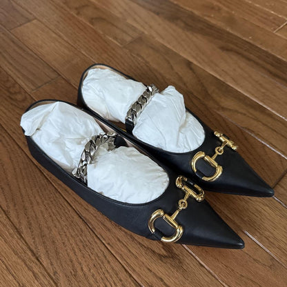 GUCCI Flat Shoes Horse Bit EU 36.5 US 6.5 Black Authentic