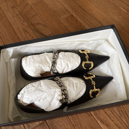 GUCCI Flat Shoes Horse Bit EU 36.5 US 6.5 Black Authentic