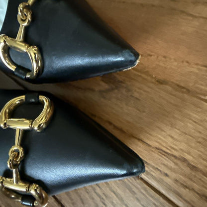 GUCCI Flat Shoes Horse Bit EU 36.5 US 6.5 Black Authentic