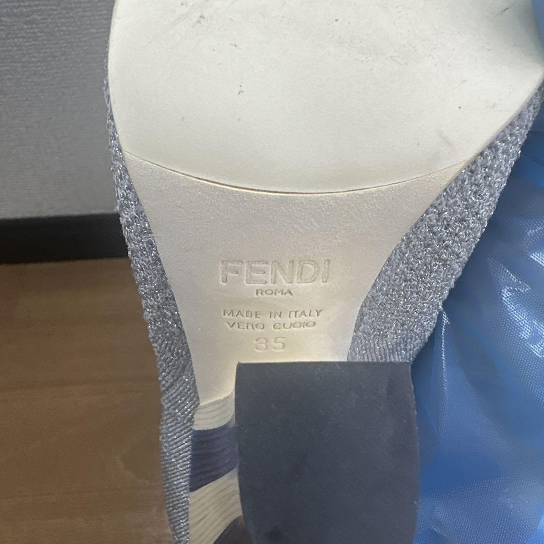 FENDI Short Boots Shoes EU 35 US 5 Knit Gray Authentic