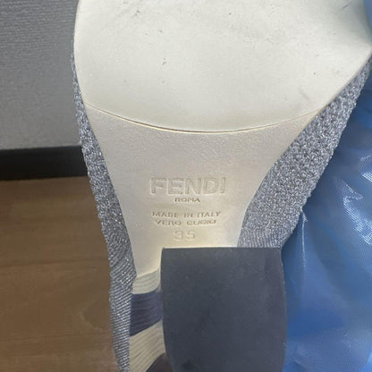 FENDI Short Boots Shoes EU 35 US 5 Knit Gray Authentic