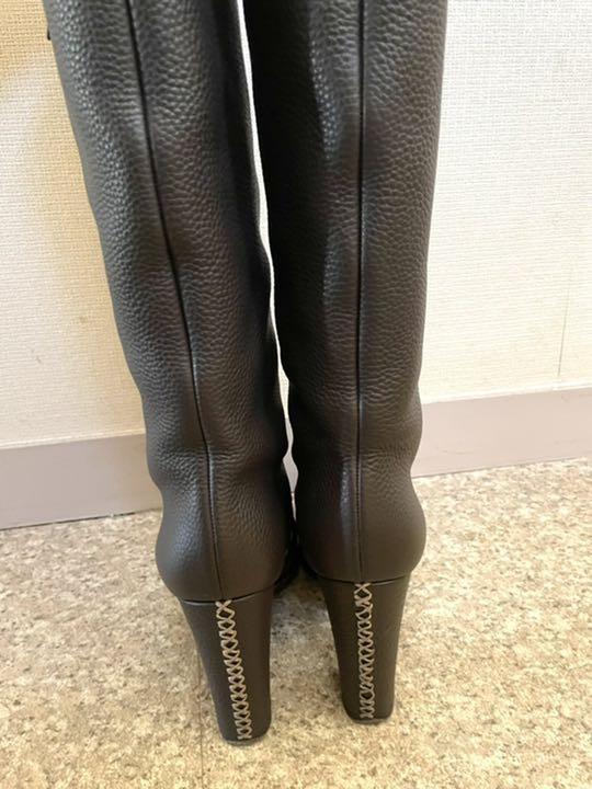 FENDI Long Boots Shoes EU 37 US 7 Leather Brown Authentic