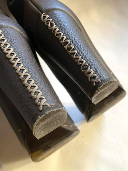 FENDI Long Boots Shoes EU 37 US 7 Leather Brown Authentic