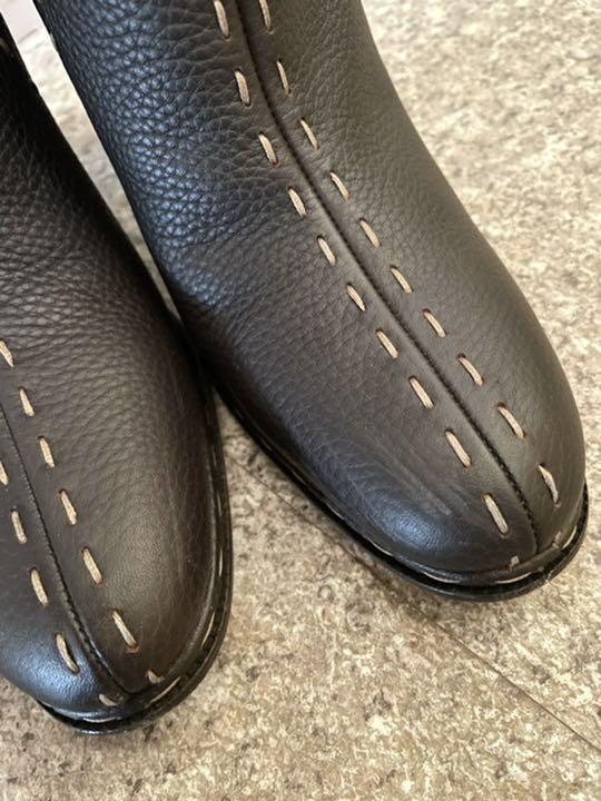 FENDI Long Boots Shoes EU 37 US 7 Leather Brown Authentic