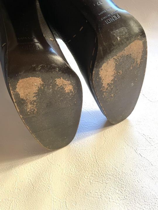 FENDI Long Boots Shoes EU 37 US 7 Leather Brown Authentic