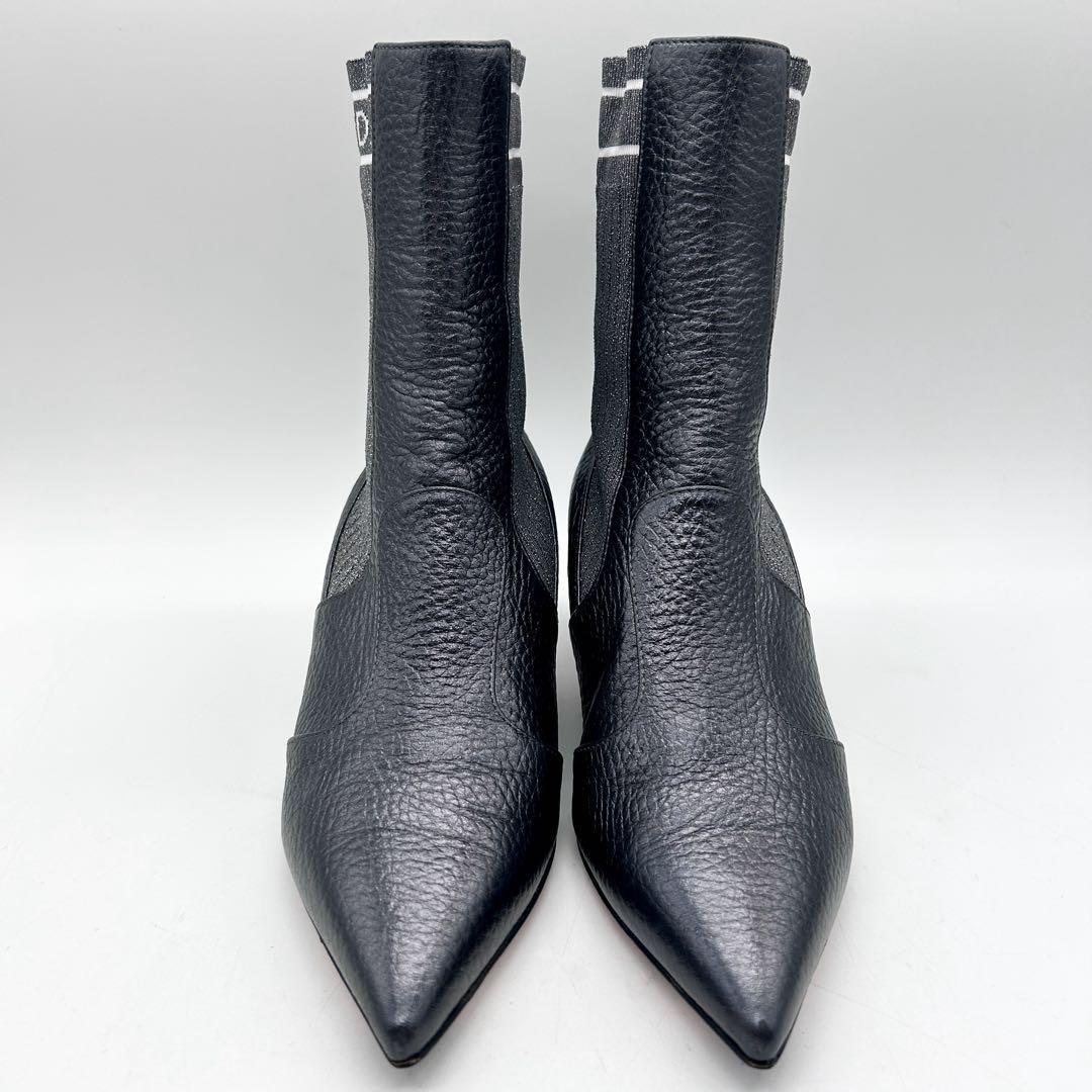 FENDI Short Boots Shoes EU 35 US 5 Leather Silver Authentic