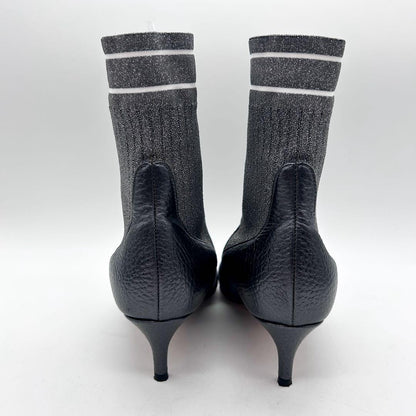 FENDI Short Boots Shoes EU 35 US 5 Leather Silver Authentic