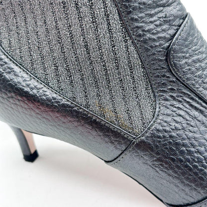 FENDI Short Boots Shoes EU 35 US 5 Leather Silver Authentic