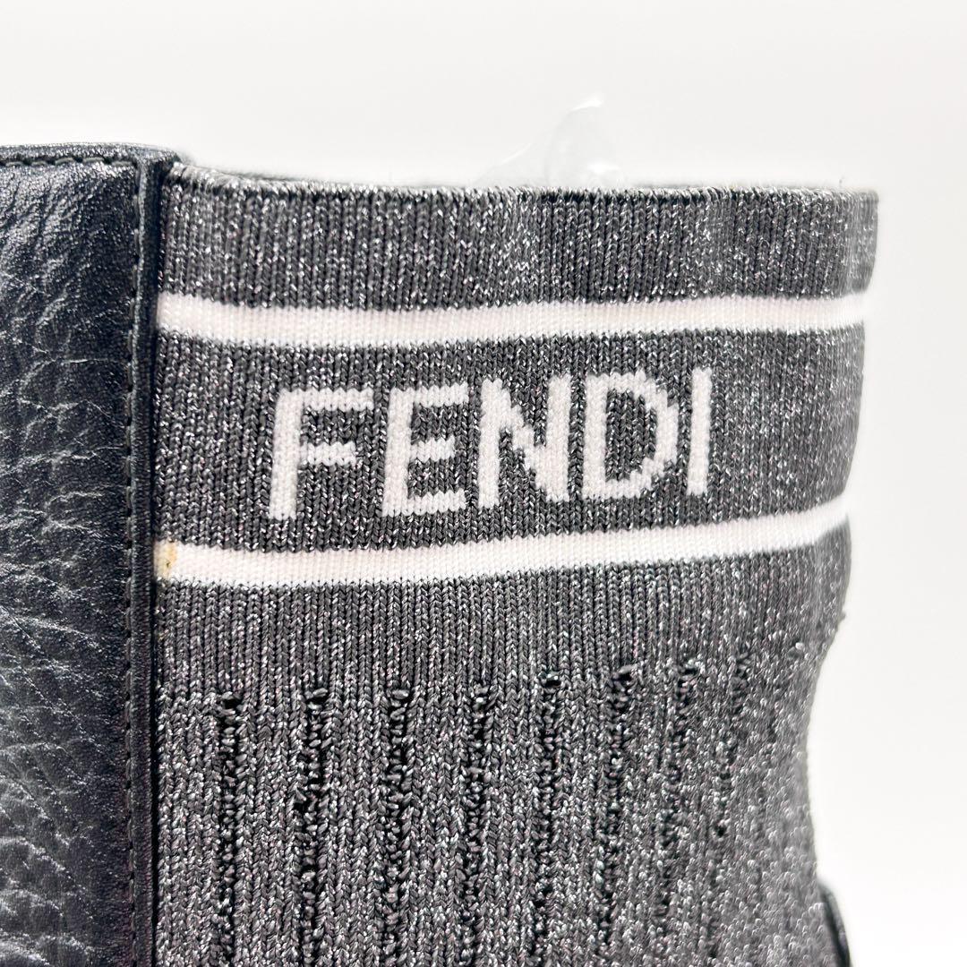 FENDI Short Boots Shoes EU 35 US 5 Leather Silver Authentic