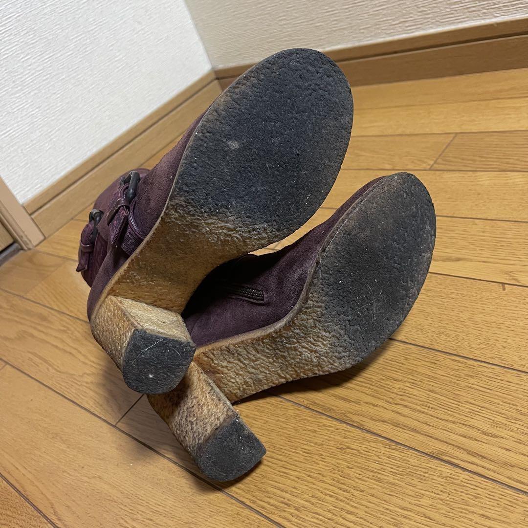 FENDI Short Boots Shoes FF Zucca EU 37 US 7 Suede Bordeaux Authentic