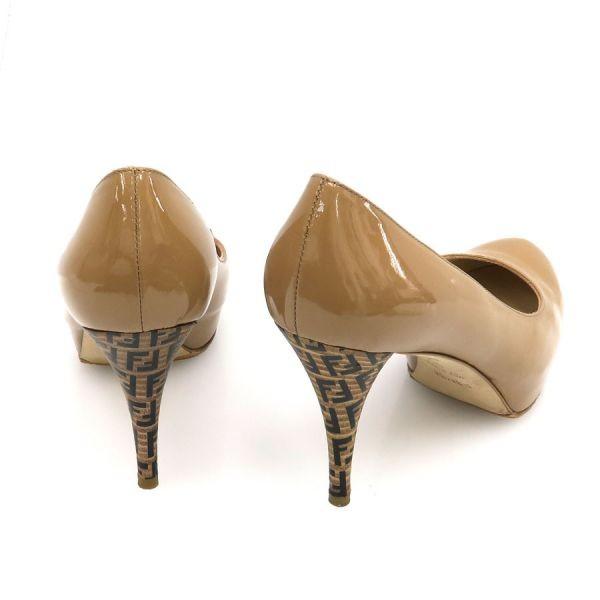 FENDI Shoes Pumps Heel FF Zucca EU 36.5 US 6.5 Beige Authentic