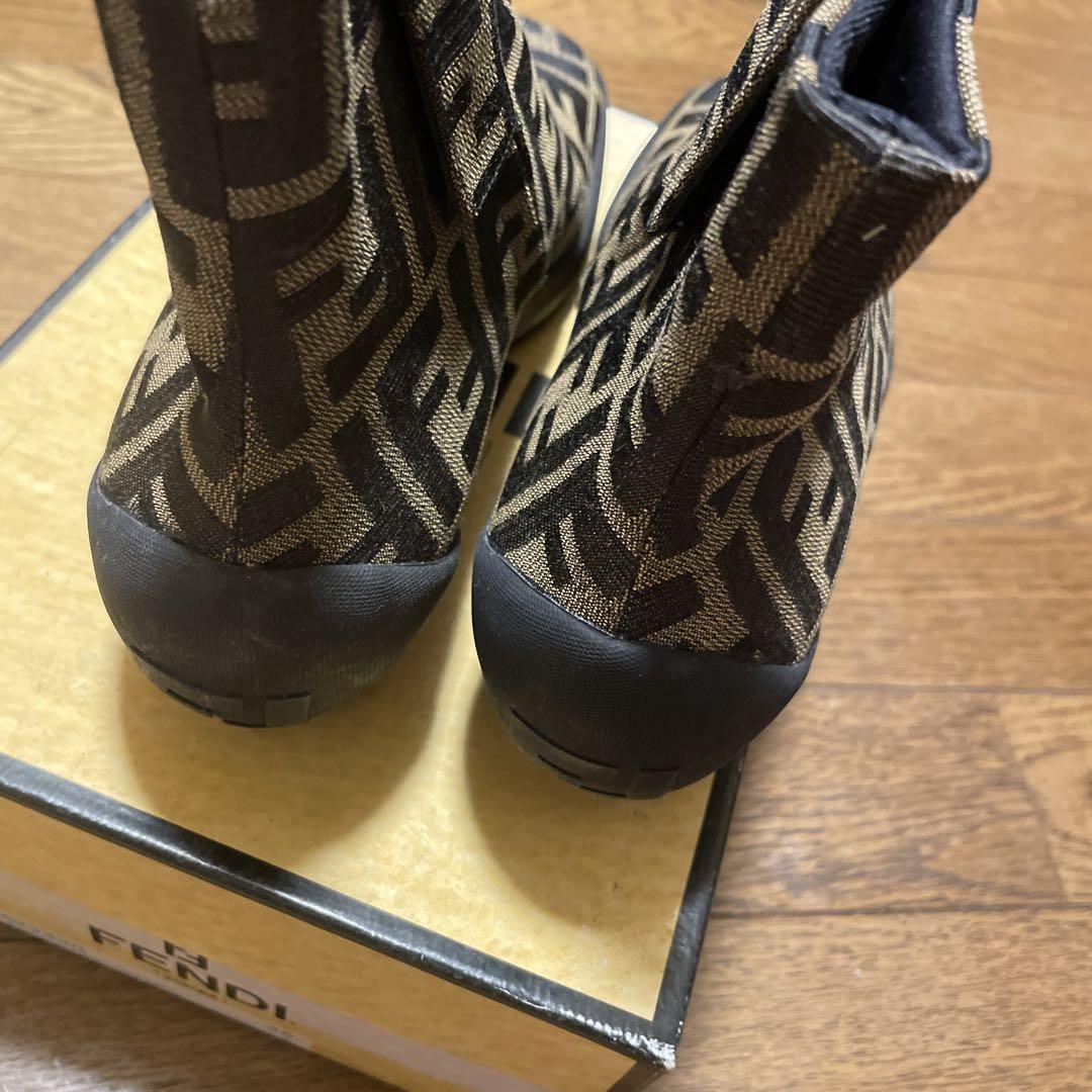 FENDI Short Boots Shoes ZUCCA NERO SABBIA  EU 36 US 6 Brown Authentic