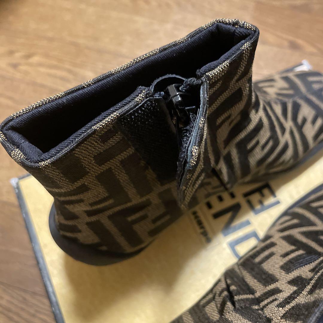 FENDI Short Boots Shoes ZUCCA NERO SABBIA  EU 36 US 6 Brown Authentic