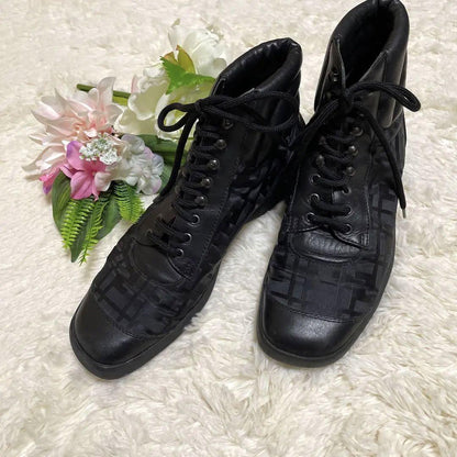 FENDI Sneakers Shoes High-cut Zucca EU 37 US 7 Black Authentic