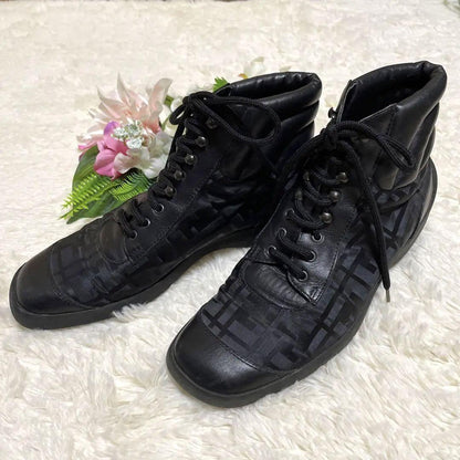 FENDI Sneakers Shoes High-cut Zucca EU 37 US 7 Black Authentic