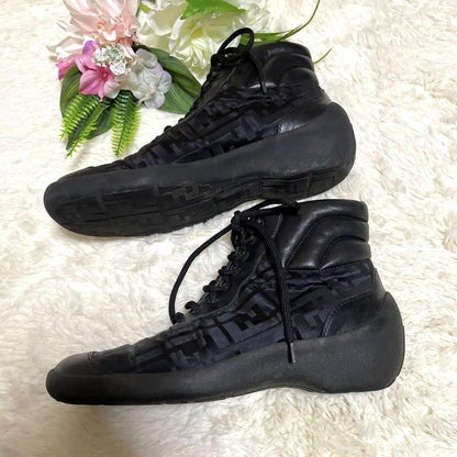 FENDI Sneakers Shoes High-cut Zucca EU 37 US 7 Black Authentic