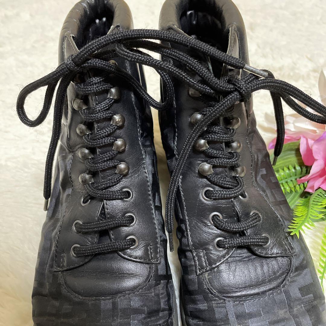 FENDI Sneakers Shoes High-cut Zucca EU 37 US 7 Black Authentic