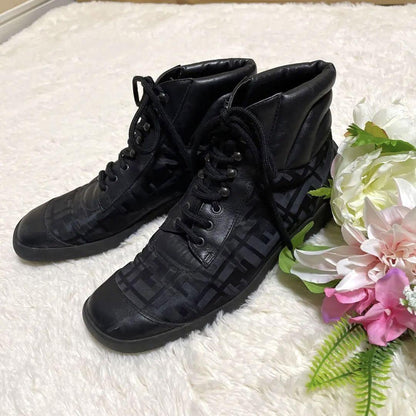 FENDI Sneakers Shoes High-cut Zucca EU 37 US 7 Black Authentic