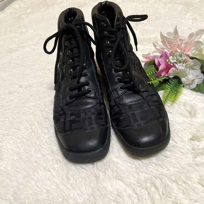 FENDI Sneakers Shoes High-cut Zucca EU 37 US 7 Black Authentic