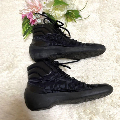 FENDI Sneakers Shoes High-cut Zucca EU 37 US 7 Black Authentic
