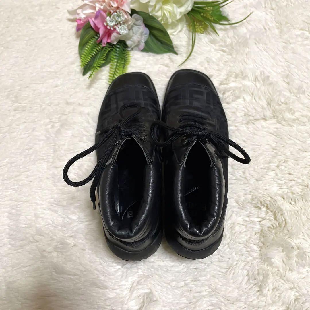 FENDI Sneakers Shoes High-cut Zucca EU 37 US 7 Black Authentic