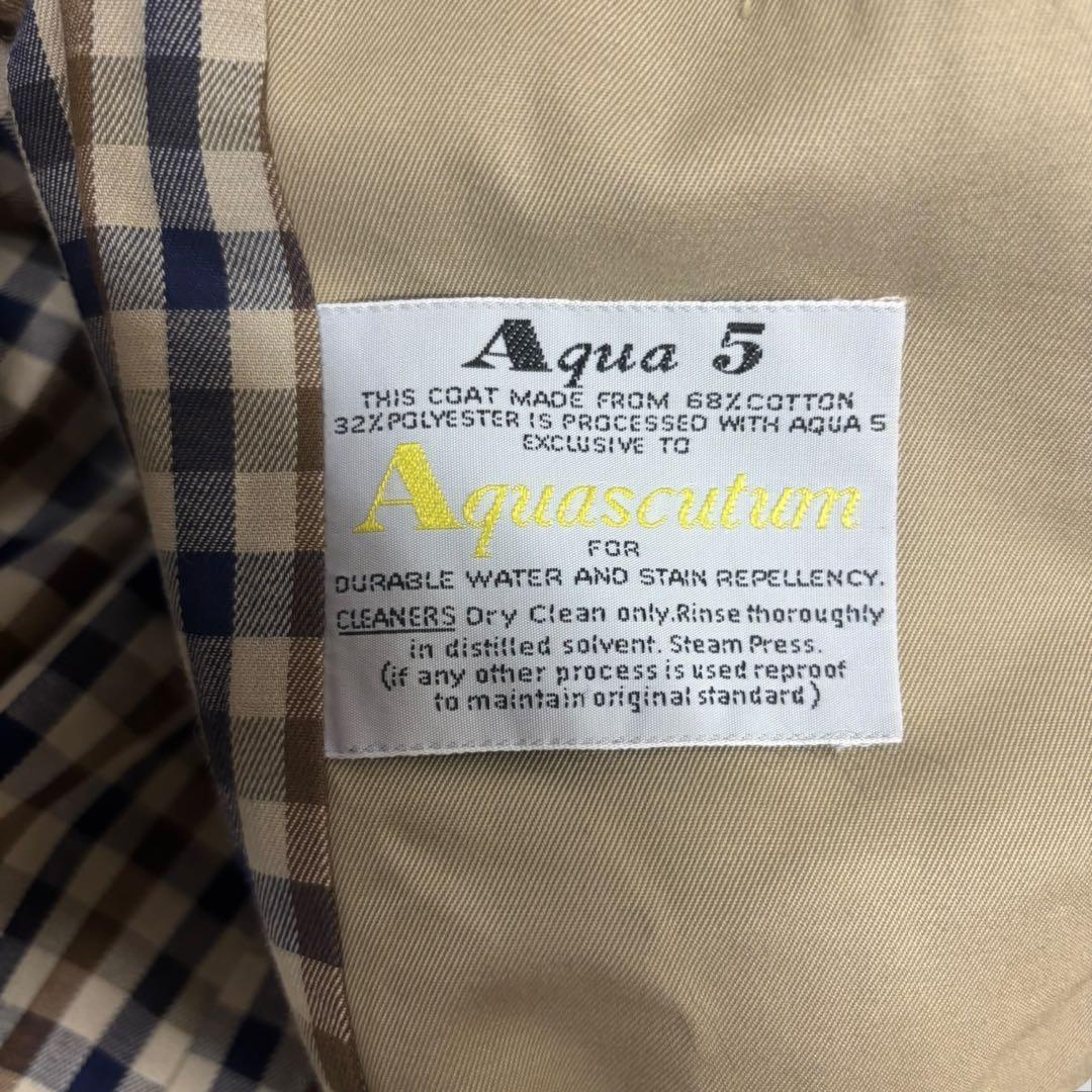 Aquascutum Long Trench Coat Club Check Asian fit M US size S Beige Authentic