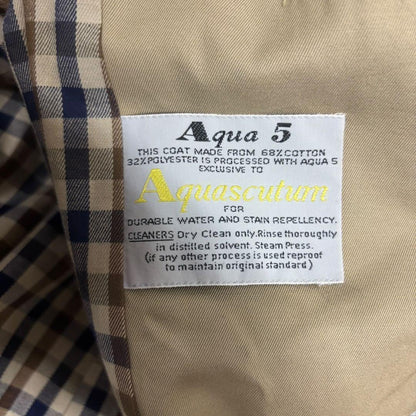 Aquascutum Long Trench Coat Club Check Asian fit M US size S Beige Authentic