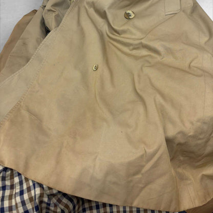 Aquascutum Long Trench Coat Club Check Asian fit M US size S Beige Authentic