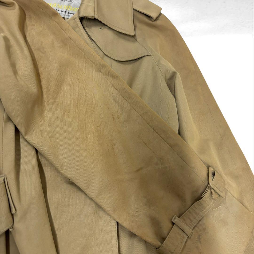 Aquascutum Long Trench Coat Club Check Asian fit M US size S Beige Authentic