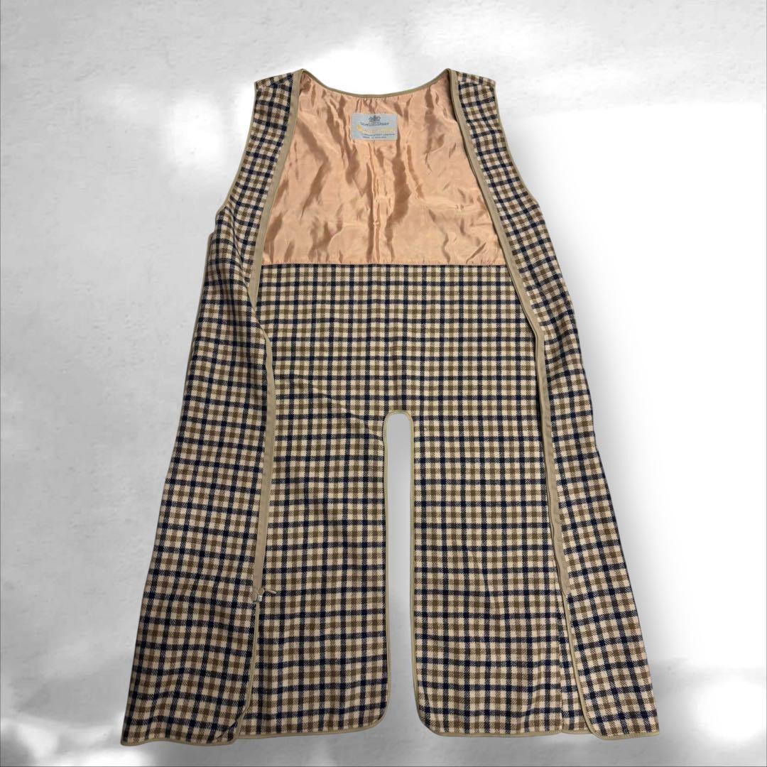 Aquascutum Long Trench Coat Club Check Asian fit M US size S Beige Authentic