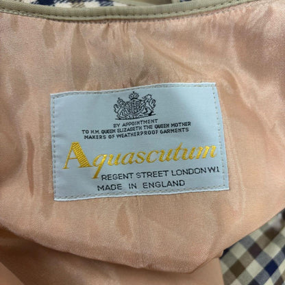 Aquascutum Long Trench Coat Club Check Asian fit M US size S Beige Authentic