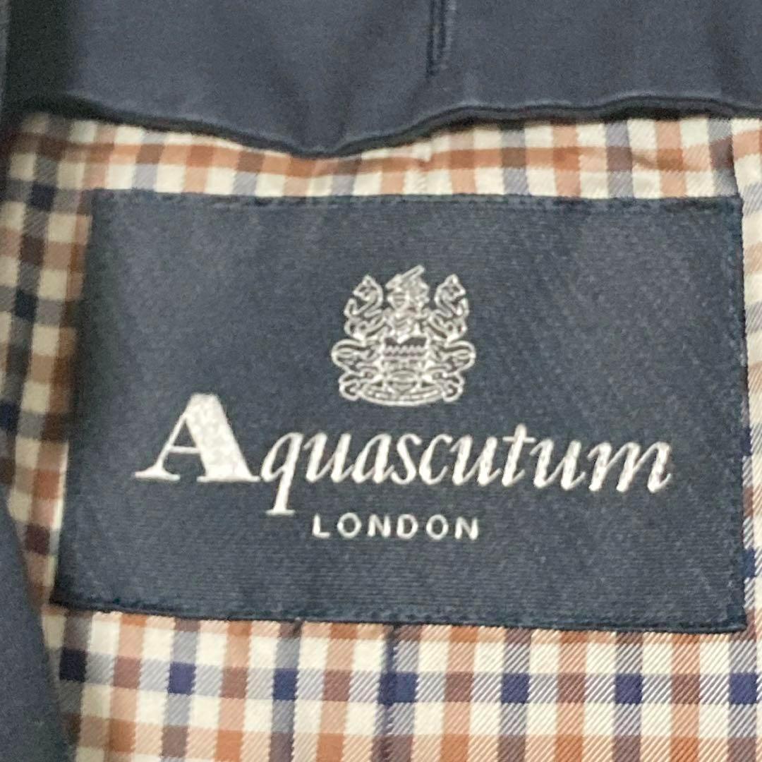 Aquascutum London Trench Coat Club Check Asian fit L US size M Navy Authentic