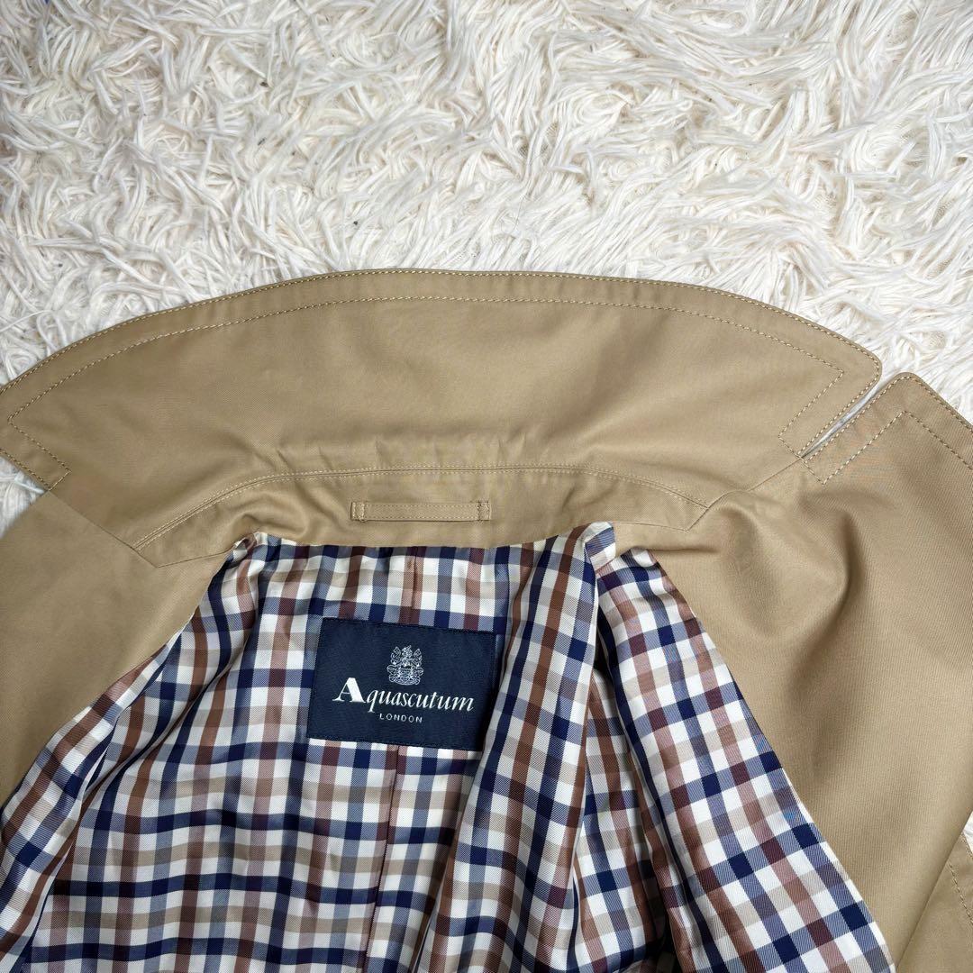 Aquascutum Trench Coat Club Check Asian fit S US size XS Beige Authentic