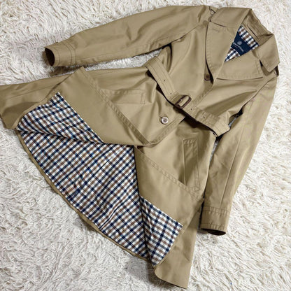 Aquascutum Trench Coat Club Check Asian fit S US size XS Beige Authentic