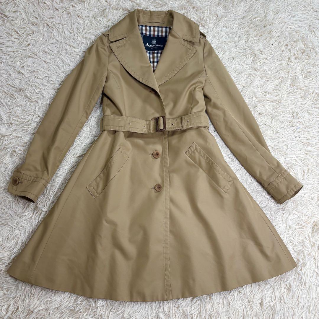 Aquascutum Trench Coat Club Check Asian fit S US size XS Beige Authentic