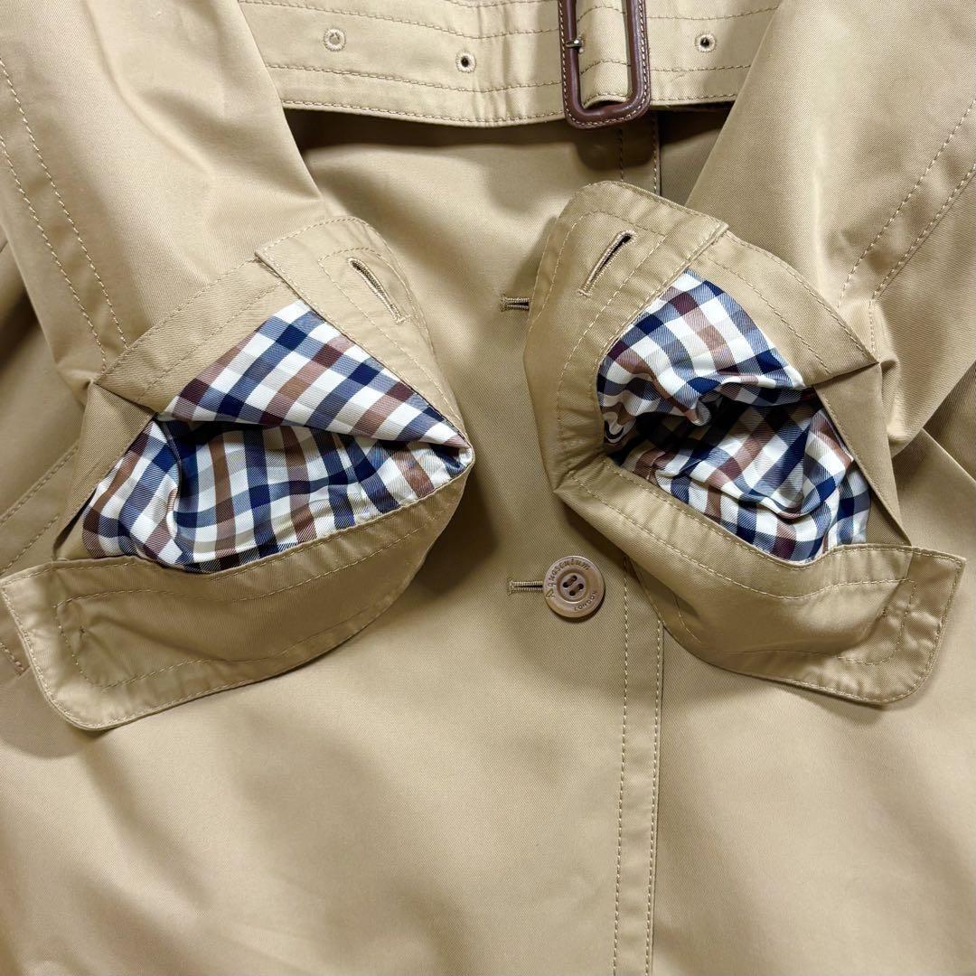 Aquascutum Trench Coat Club Check Asian fit S US size XS Beige Authentic