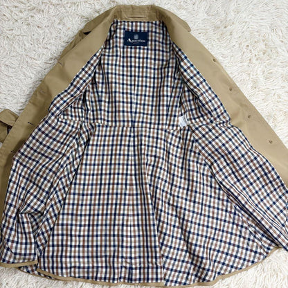 Aquascutum Trench Coat Club Check Asian fit S US size XS Beige Authentic
