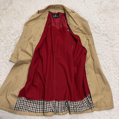 Aquascutum Trench Coat Club Check Asian fit M US size S Honey Beige Authentic