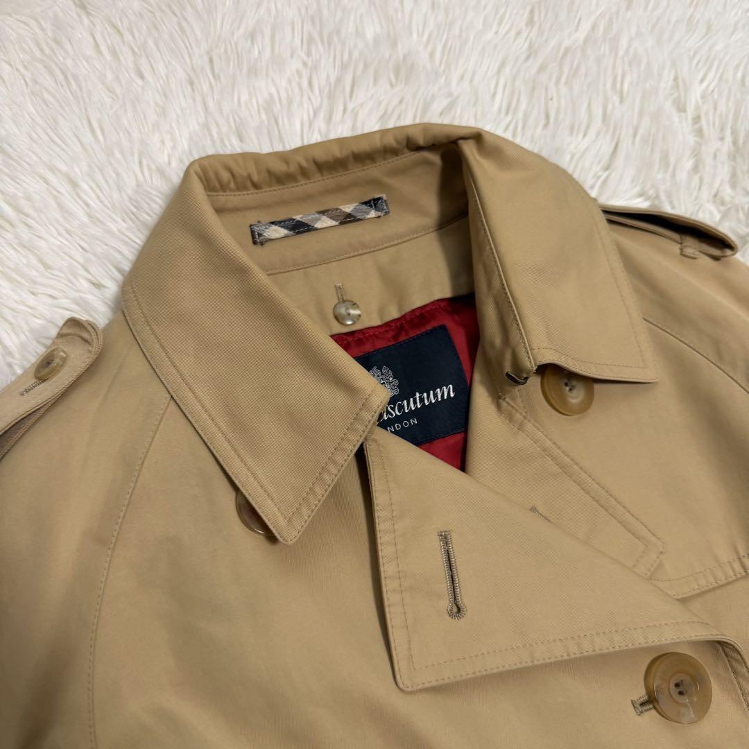 Aquascutum Trench Coat Club Check Asian fit M US size S Honey Beige Authentic