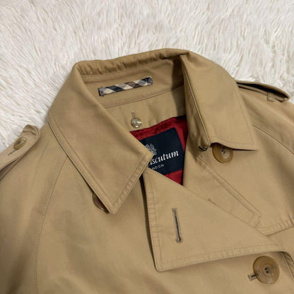 Aquascutum Trench Coat Club Check Asian fit M US size S Honey Beige Authentic