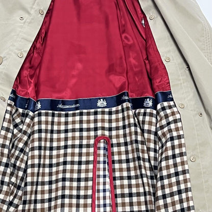 Aquascutum Trench Coat Club Check Asian fit L US size M Beige Authentic