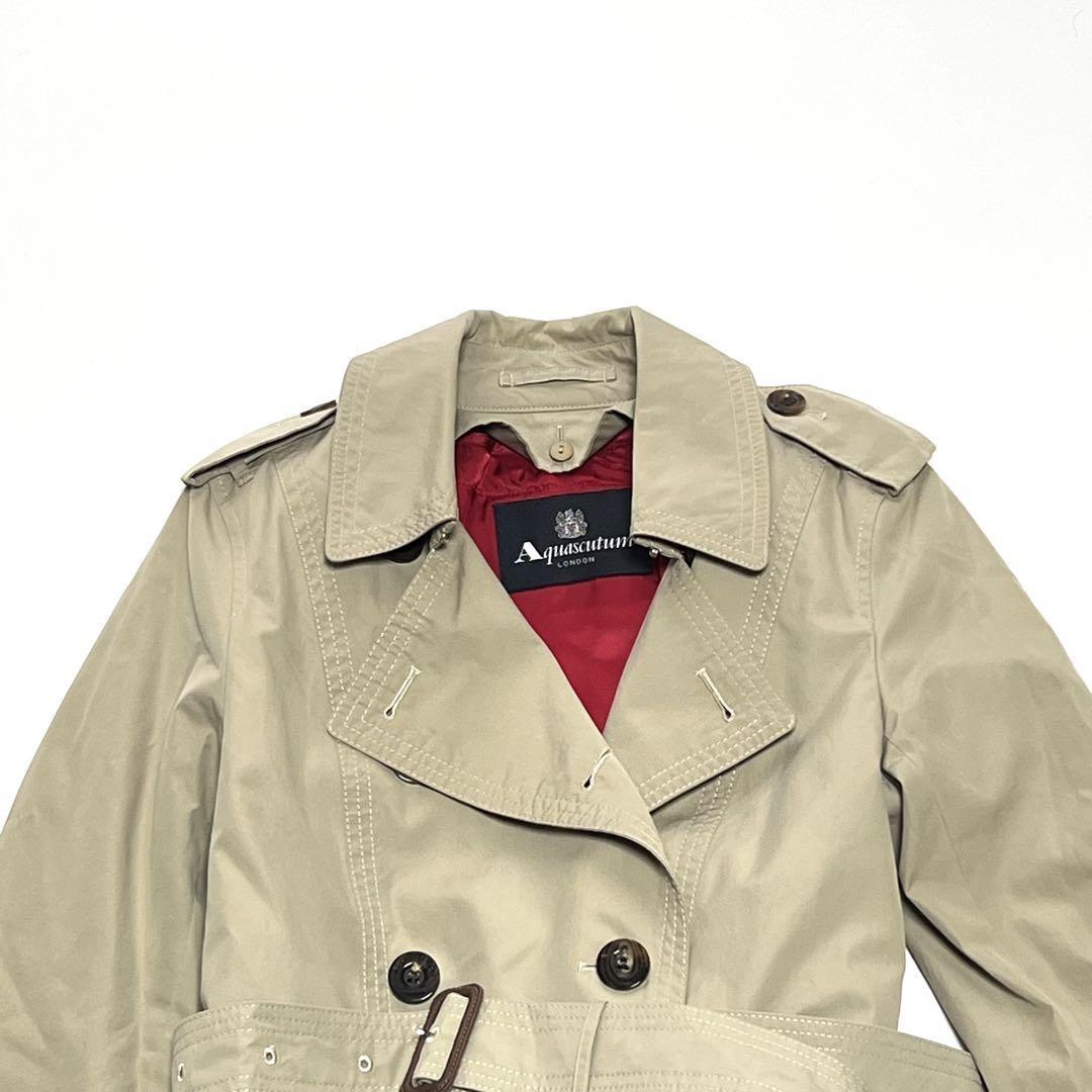Aquascutum Trench Coat Club Check Asian fit L US size M Beige Authentic