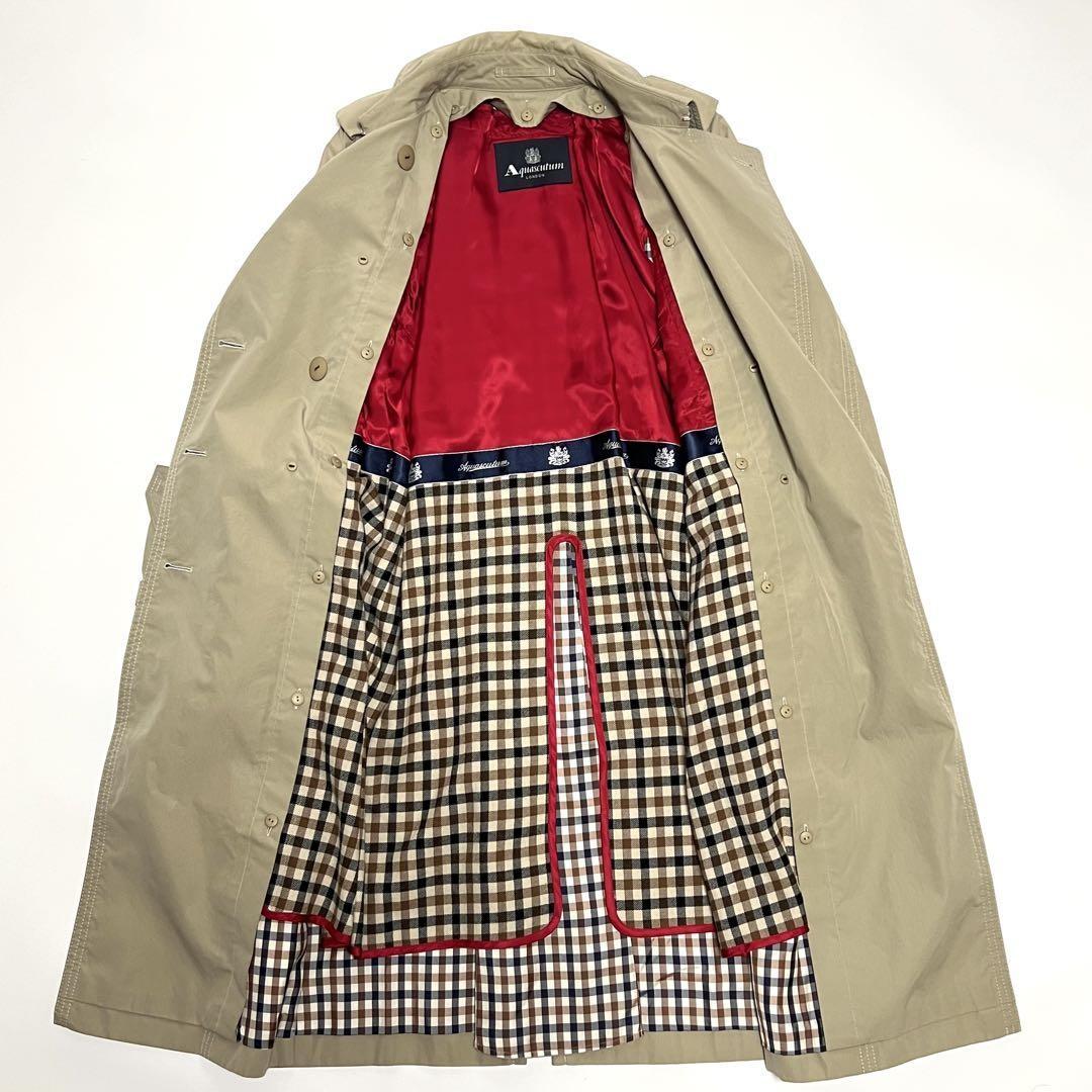 Aquascutum Trench Coat Club Check Asian fit L US size M Beige Authentic