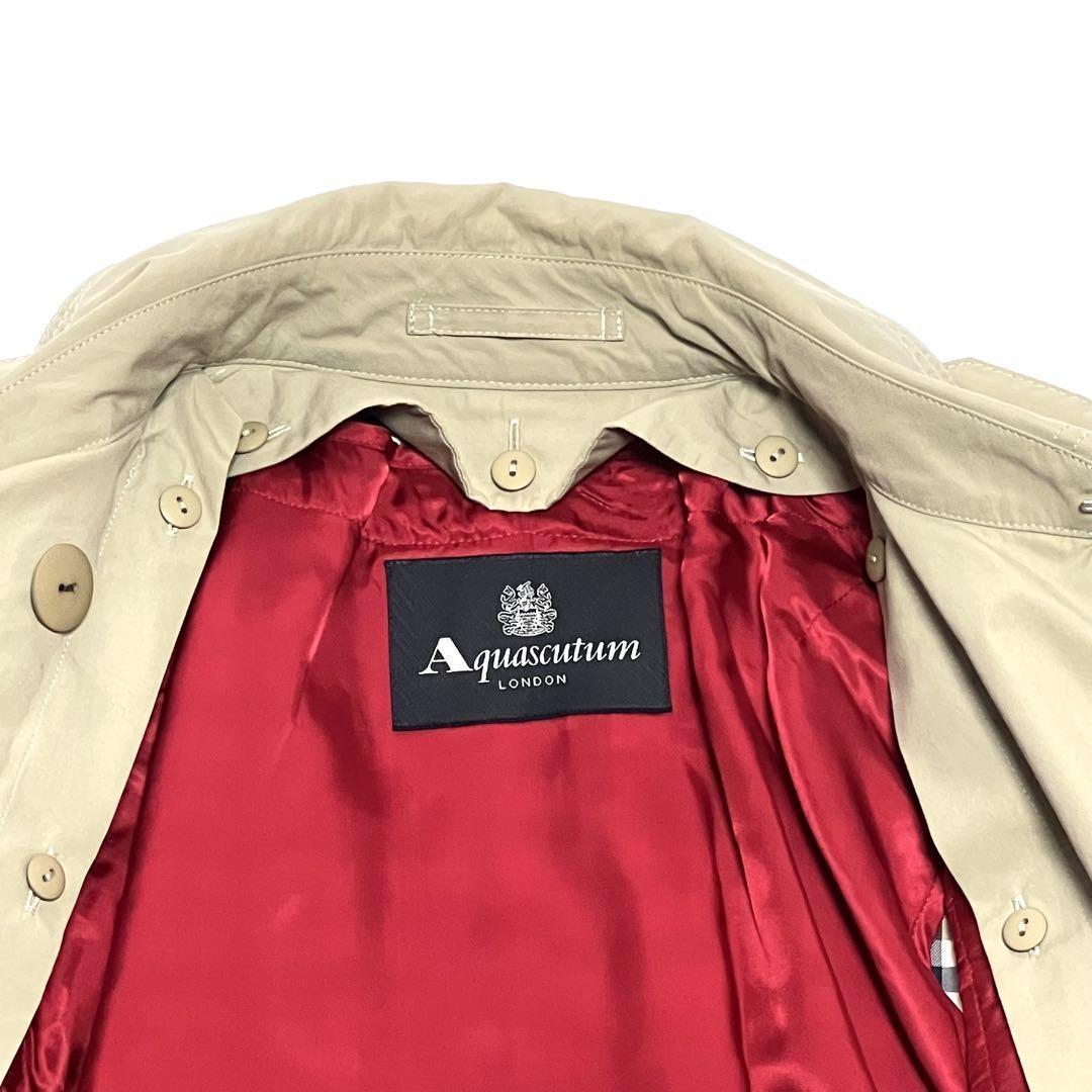 Aquascutum Trench Coat Club Check Asian fit L US size M Beige Authentic