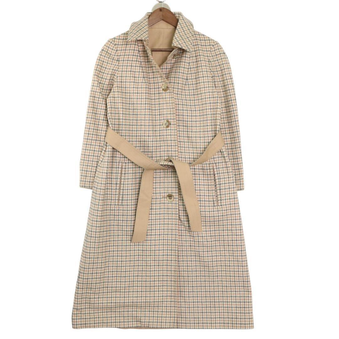 Aquascutum Reversible Trench Coat Club Check Asian fit L US size M Beige Auth