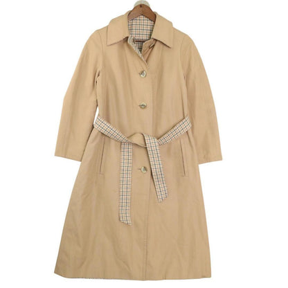 Aquascutum Reversible Trench Coat Club Check Asian fit L US size M Beige Auth